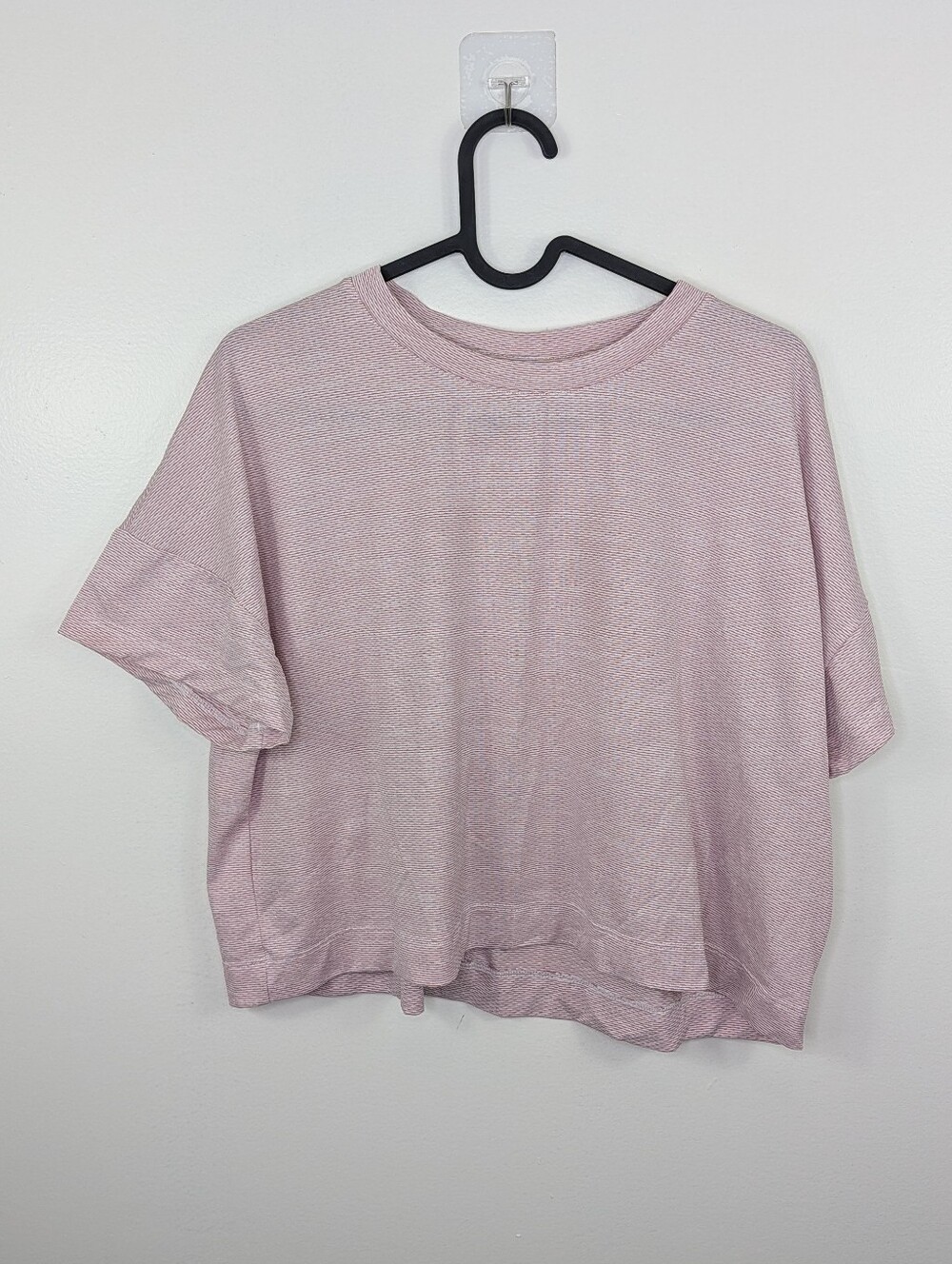 All in motion Women's Large Short Sleeve Shirt Back Slit Cropped Heathered Pink